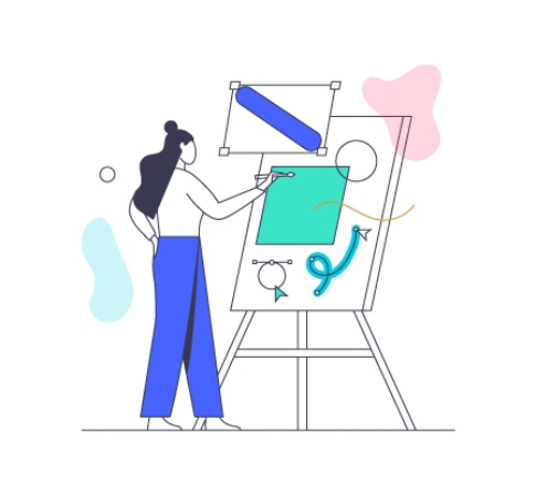 Illustration of someone doing art on an easel